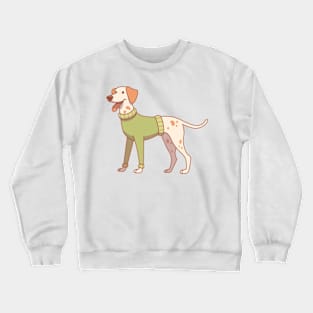 Lemon dalmatian wearing a green sweater Crewneck Sweatshirt